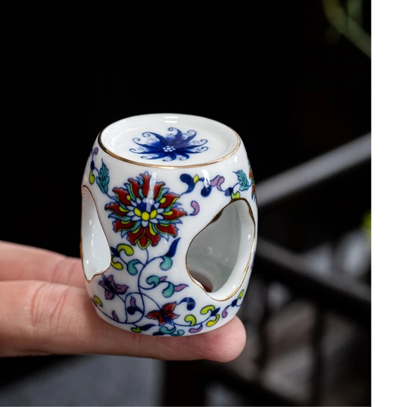 复古青花瓷茶器盖置仿古便携壶承盖托大号茶具茶道配件茶玩摆件