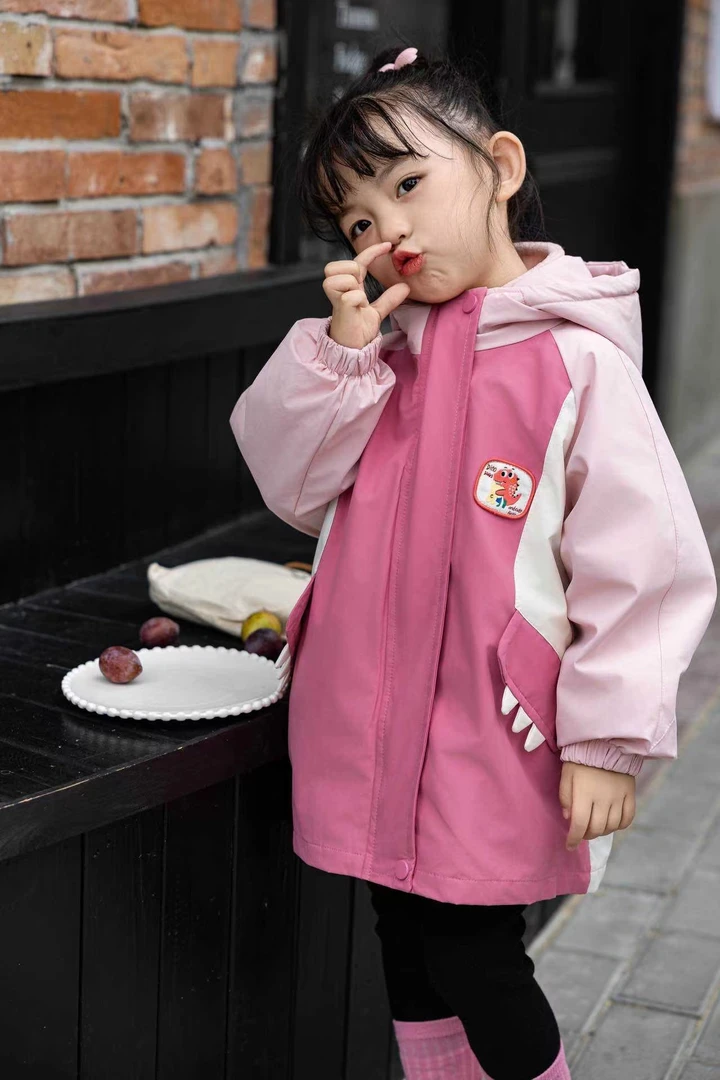 女童粉色卡通三合一冲锋衣外套（THFZ-6401-冬）