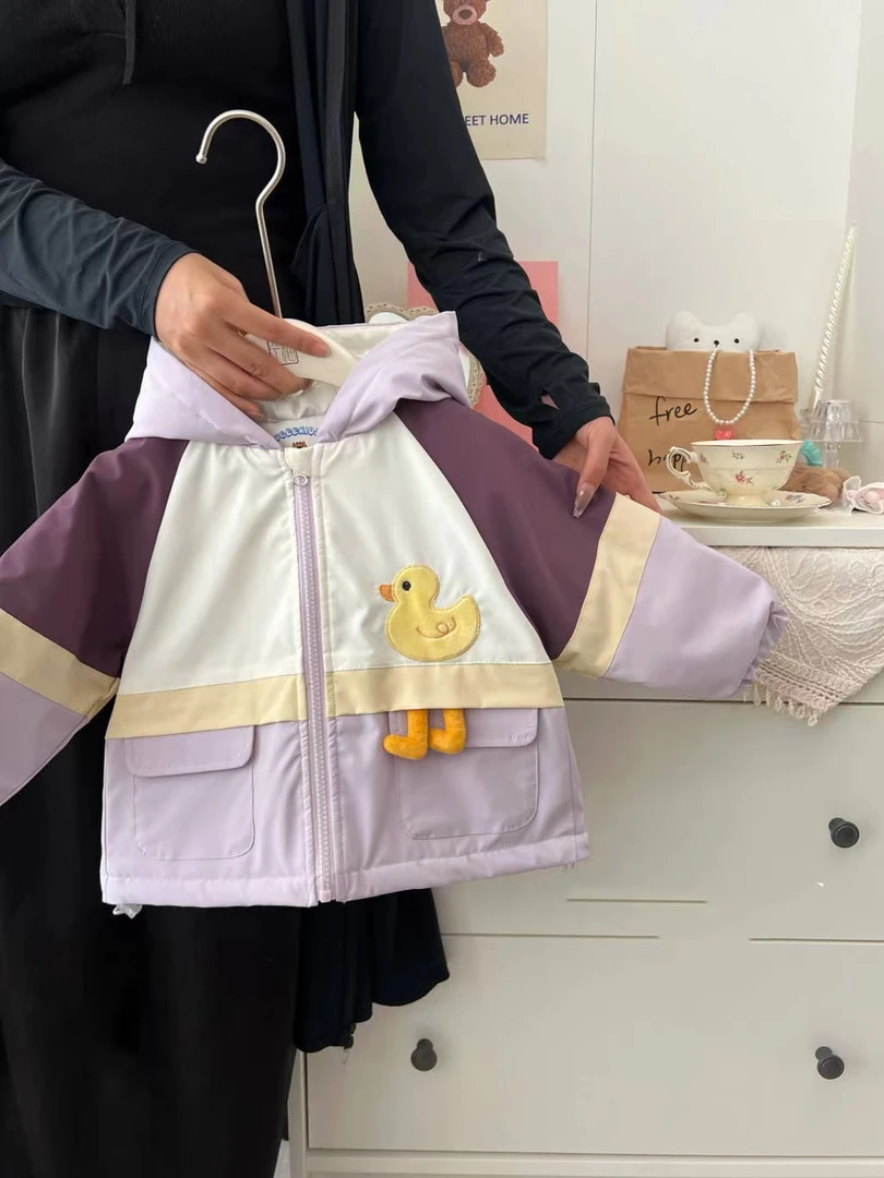 女童浅紫色卡通夹棉外套（YX-K1883-冬）