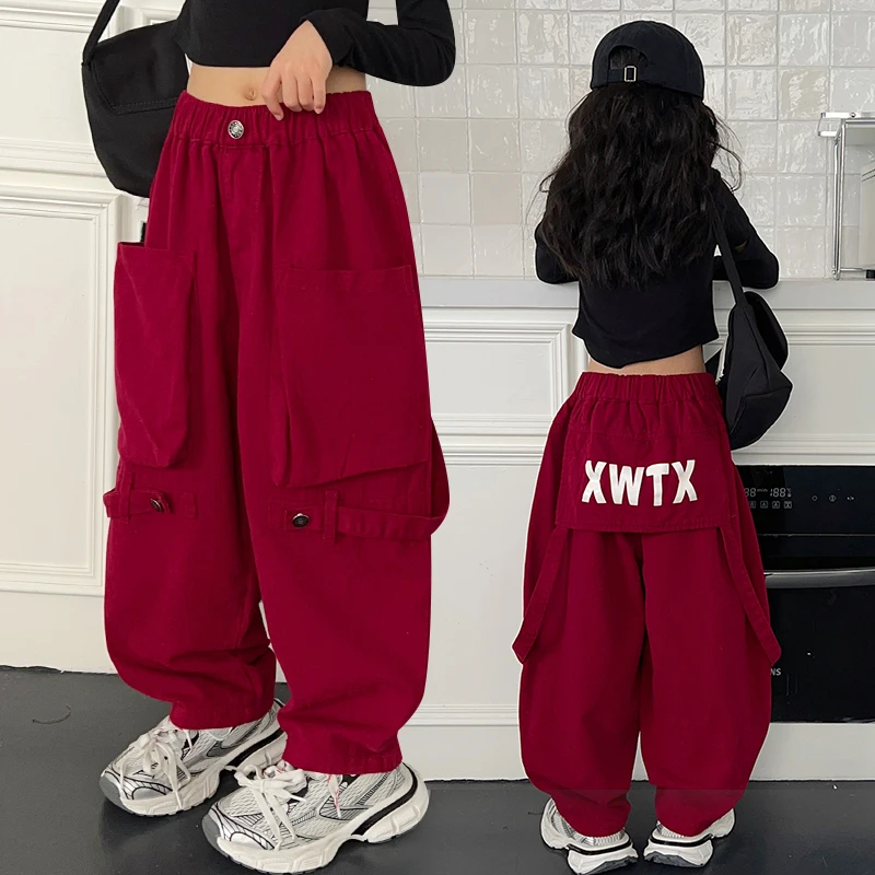 女童韩版休闲工装裤春秋款女大童宽松长裤秋季新款洋气儿童裤子潮