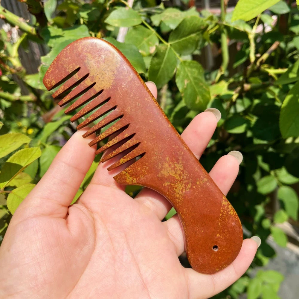 泗滨砭石梳子头疗按摩工具长柄梳