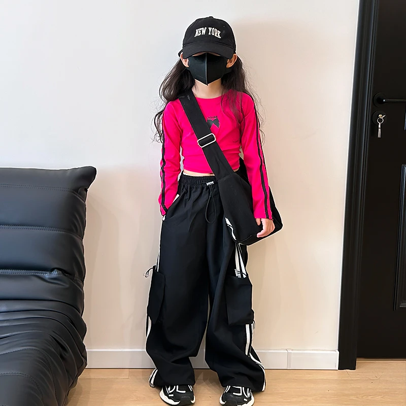 女童裤子2025春秋新款儿童工装裤套装休闲街舞运动百搭宽松长裤潮