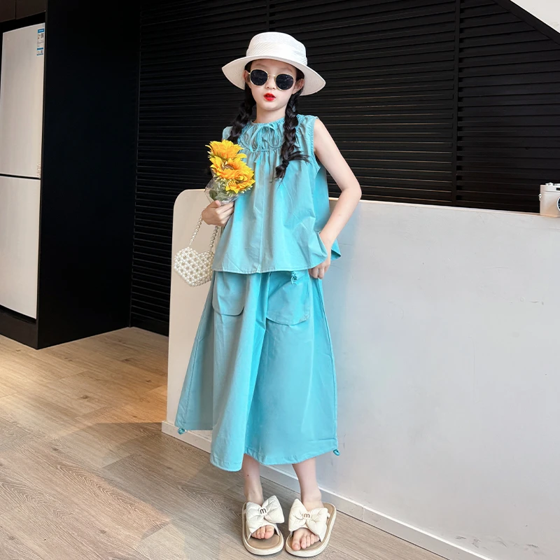 海边裙子女童2025新款女大童夏季多巴胺套装裙儿童夏装洋气半身裙