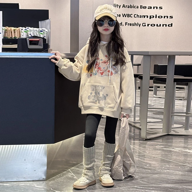 休闲卫衣春秋2025新款中大童洋气宽松儿童韩版春款连帽上衣外套