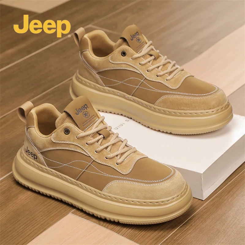 JEEP吉普百搭软底透气休闲男鞋春季新款低帮潮鞋青少年时尚户外鞋
