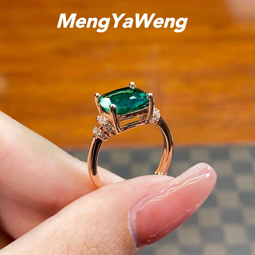 新品戒指 【k115】10X10mm人工宝方形绿色【春华】