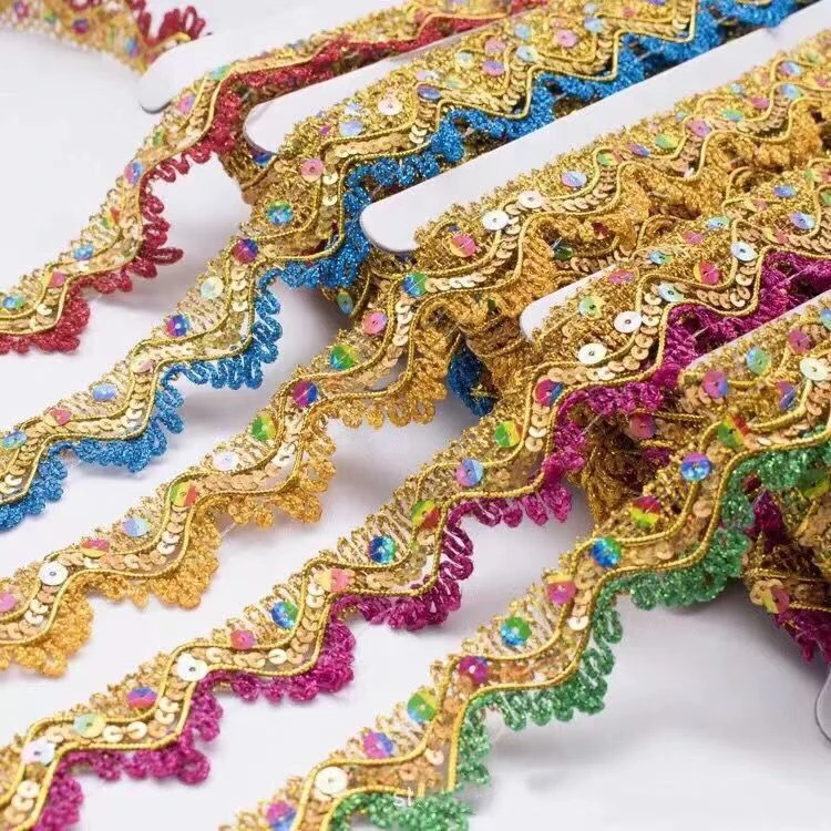 三角亮片装饰条彩色包边花边辅料 树叶花边 半圆花边装饰