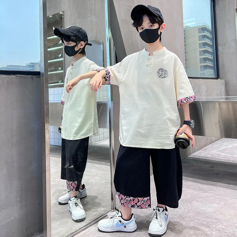 儿童装男童夏装汉服套装男孩夏季薄款中国风唐装演出服夏款古装潮