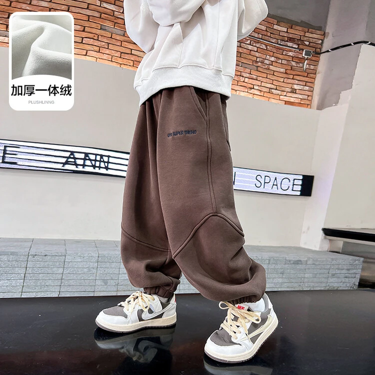 男大童秋冬时髦休闲运动卫裤2025新款儿童男童春秋季加绒裤子潮