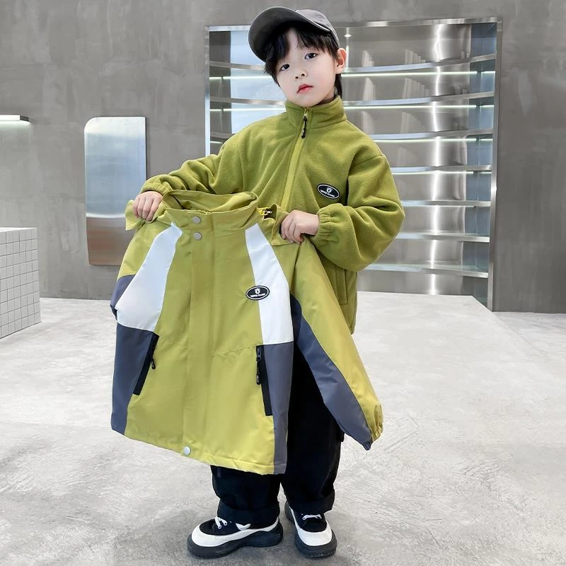 儿童装男童秋季三合一可拆卸冲锋衣春秋款2024新款中大童秋装外套