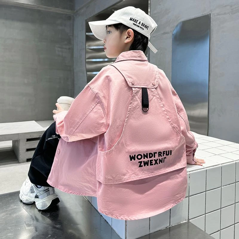 儿童装男童秋装衬衫外套2025新款春秋款男孩帅气春季中大童衬衣潮