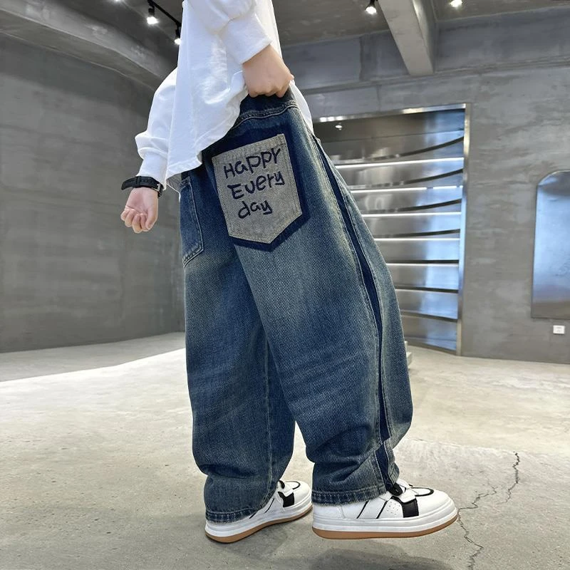 儿童装男童秋装裤子长裤2025新款中大童春秋款男孩春季帅气牛仔裤