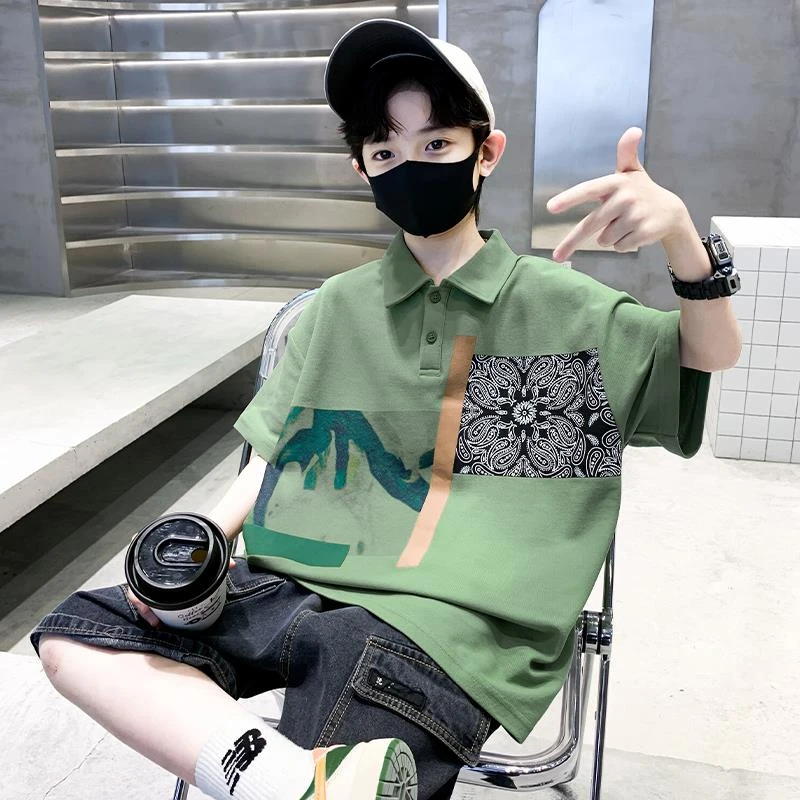 儿童装男童夏装T恤2025新款中大童夏季男孩夏款帅气Polo衫短袖潮t