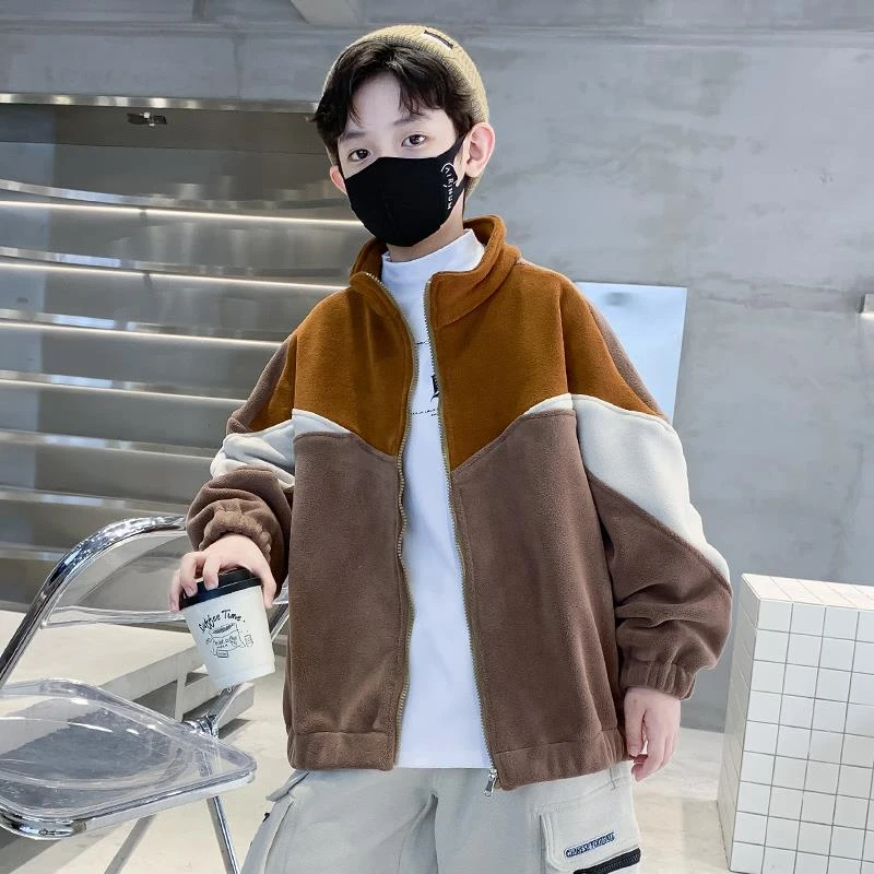 儿童装男童秋冬季外套2025新款中大童秋款毛毛衣男孩摇粒绒冬装潮