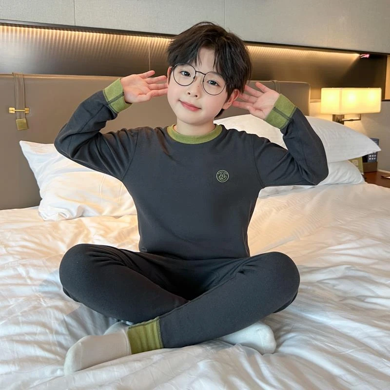 男童秋衣秋裤套装冬款2025新款中大儿童冬季男孩无痕睡衣保暖内衣