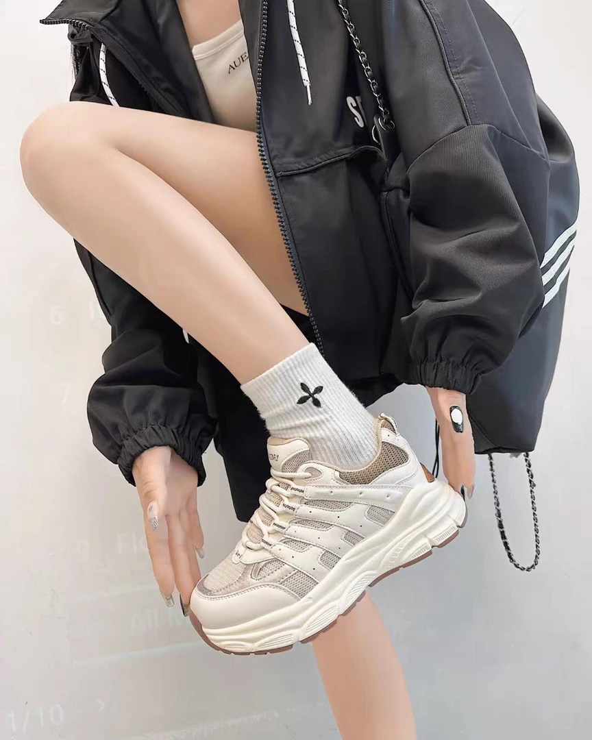 厚底老爹鞋女2023年秋季新款百搭爆款透气休闲运动鞋子8007女鞋