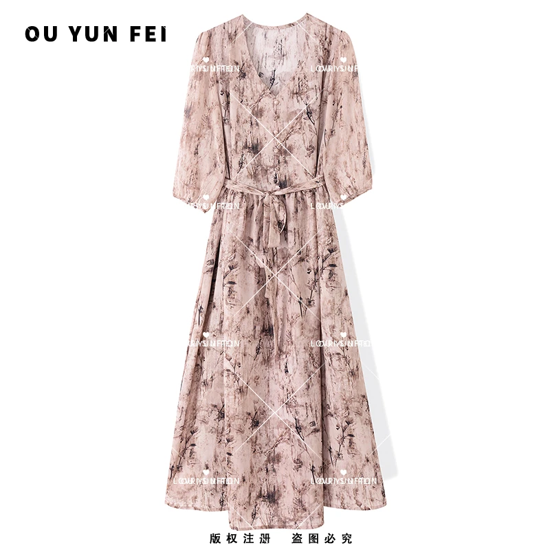 女装连衣裙夏季新款气质高级感穿搭时尚显瘦显白轻奢长裙X9040