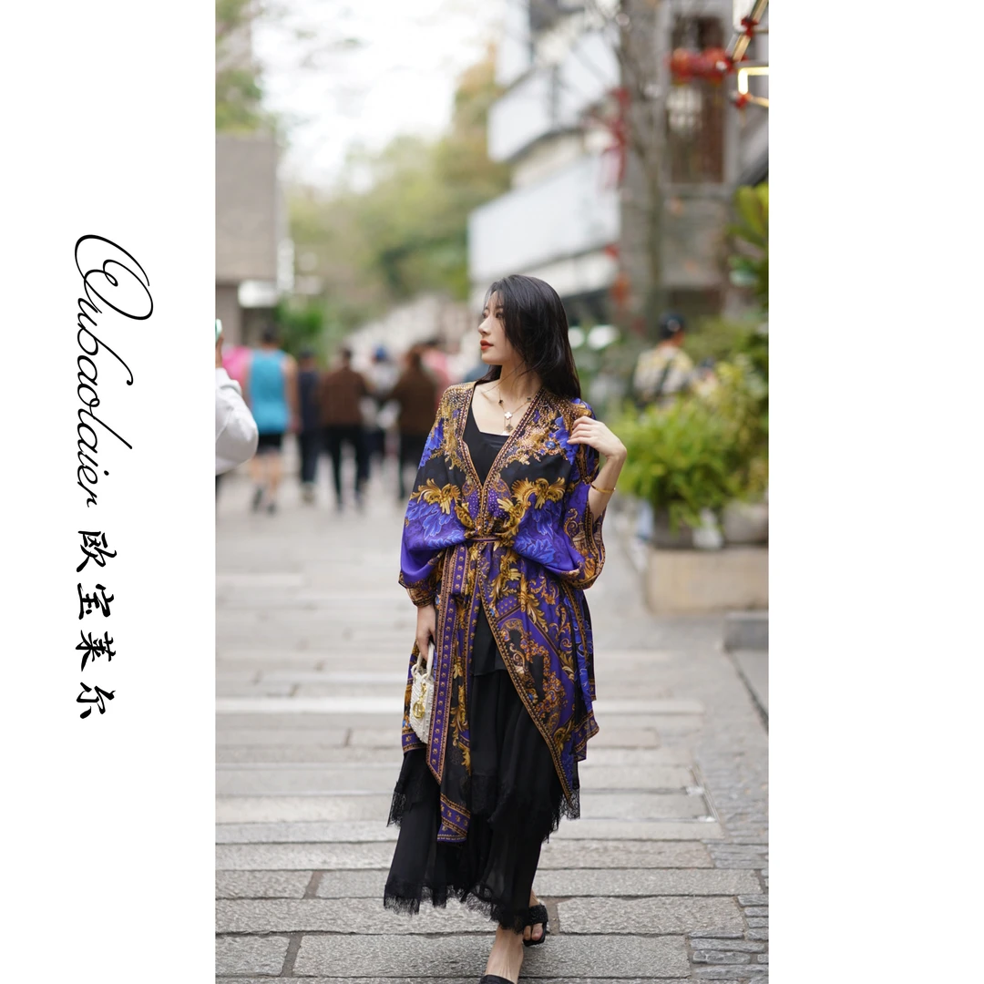 【南洋旧梦-外披】OBLE2025新款时尚气质轻奢真丝女装连衣裙24326