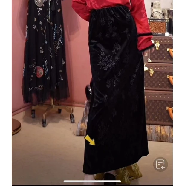 【欧宝莱尔】OBLE新款女装显瘦时尚气质女装丝绒半身裙308-23350