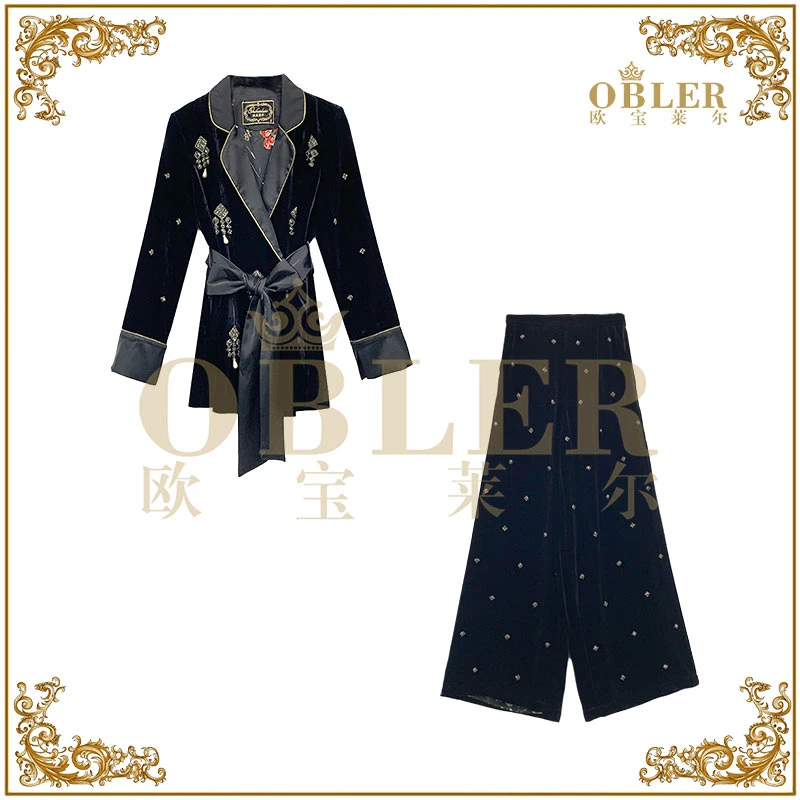 【欧宝莱尔】2024秋冬修款套装裤305-24502