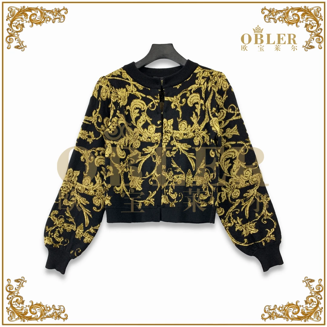 【欧宝莱尔】2024新款气质时尚轻奢针织女装外套902-2401