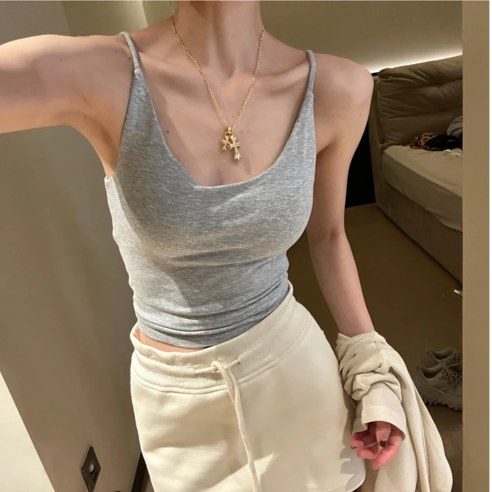 【邹邹推荐】大U领外穿显瘦高级内搭吊带2316棉质方领吊带背心