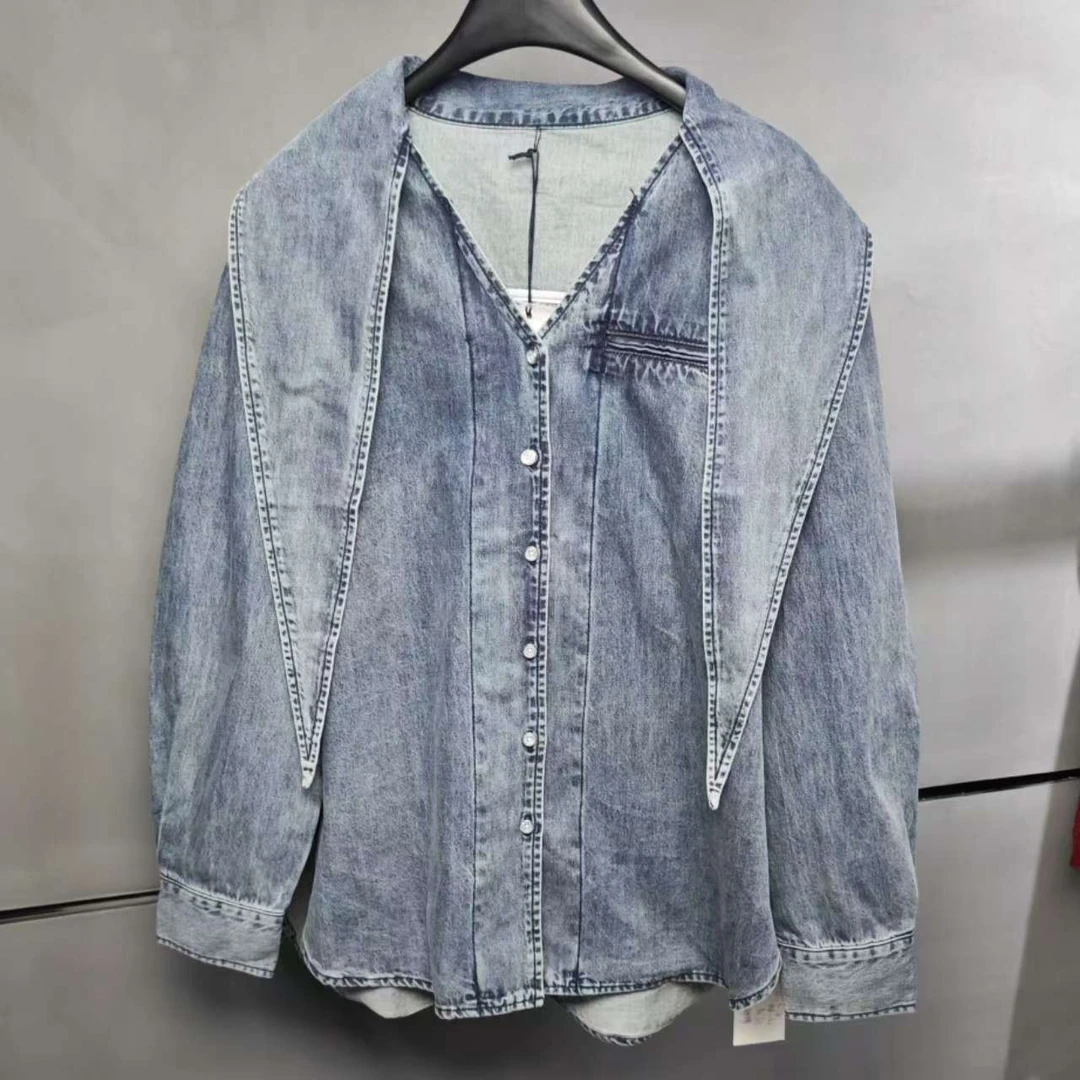 【ZHIXIAO】秋冬新款：V领披肩牛仔外套03019