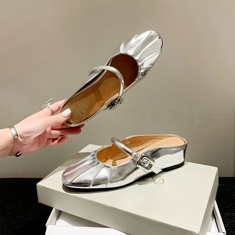 夏季浅口时尚百搭包头平底玛丽珍鞋气质复古单鞋一字带法式凉鞋