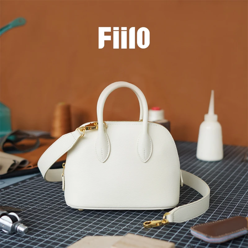 【Fiilo菲洛高奢】L15奶油白·老钱风简约羊皮单肩斜挎手提保龄球包