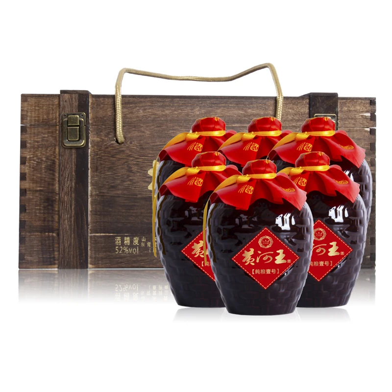 黄河王浓香型白酒52度500ml*6坛纯粮木箱装