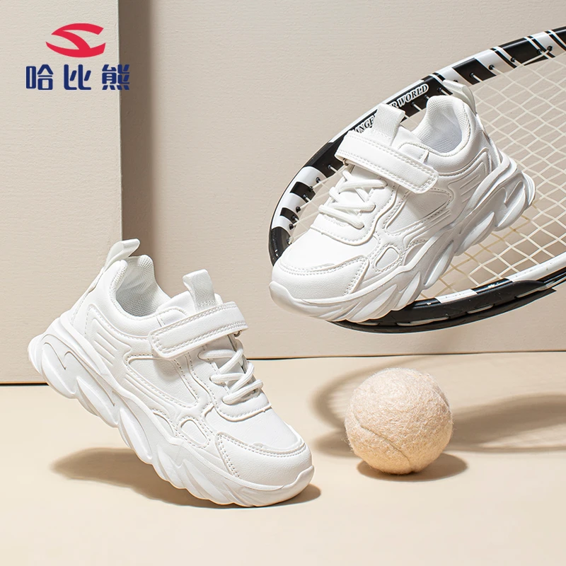 哈比熊童鞋夏季男童小白鞋校园网面舒适6-12岁休闲儿童运动鞋