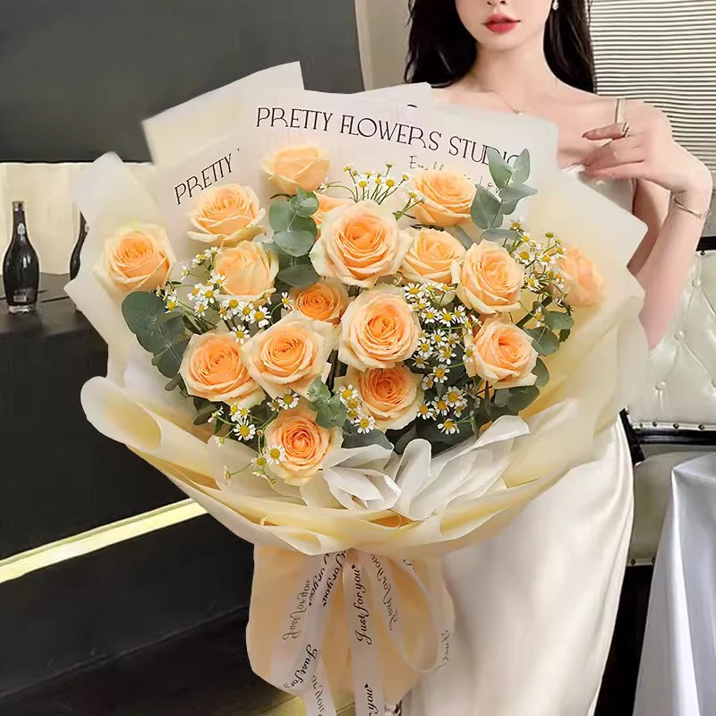 【心动不已】19朵香槟玫瑰混搭花束生日礼物鲜花送男友送女友鲜花花店配送