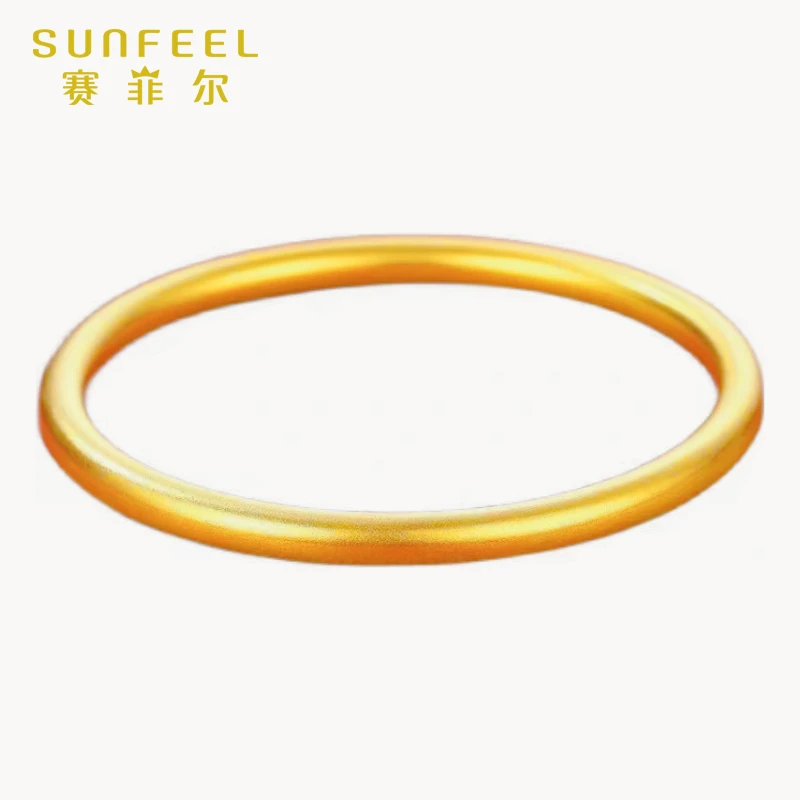 SUNFEEL/赛菲尔万足®足金黄金手镯素圈古法传承工艺国风新年礼物