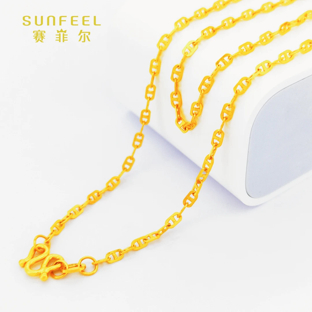 SUNFEEL/赛菲尔足金999可爱猪鼻子黄金项链女5G百搭时尚原料金条