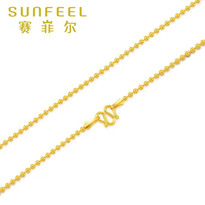 SUNFEEL/赛菲尔万足®足金黄金小米珠珠项链百搭时尚精美