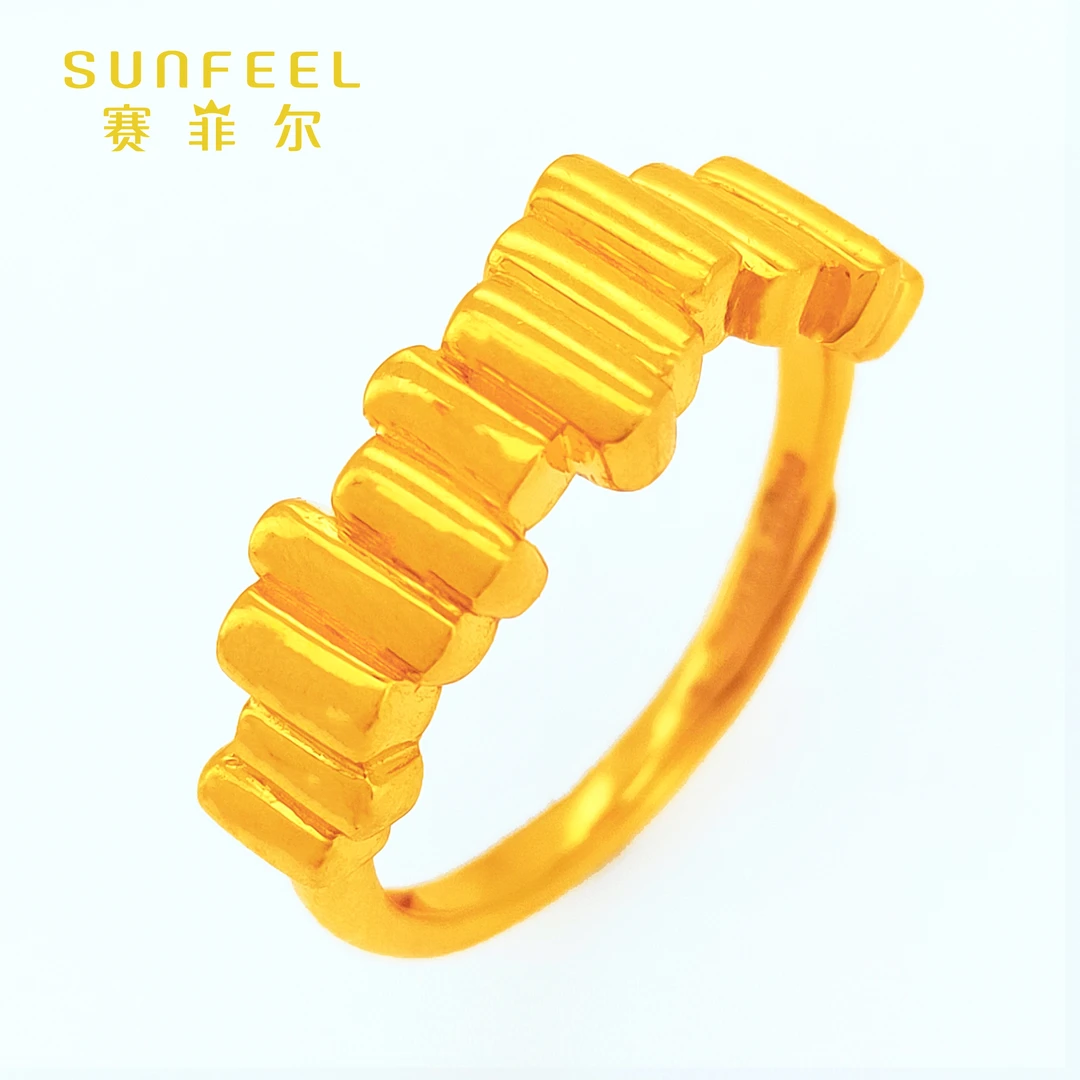 SUNFEEL/赛菲尔万足®足金黄金不规则个性戒指气质时尚简约可调节