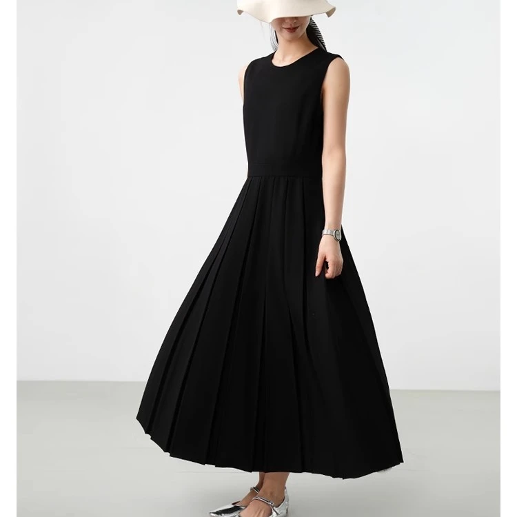 全精品／重工灵动风琴褶裥垂坠气质纸片人百褶长连衣裙