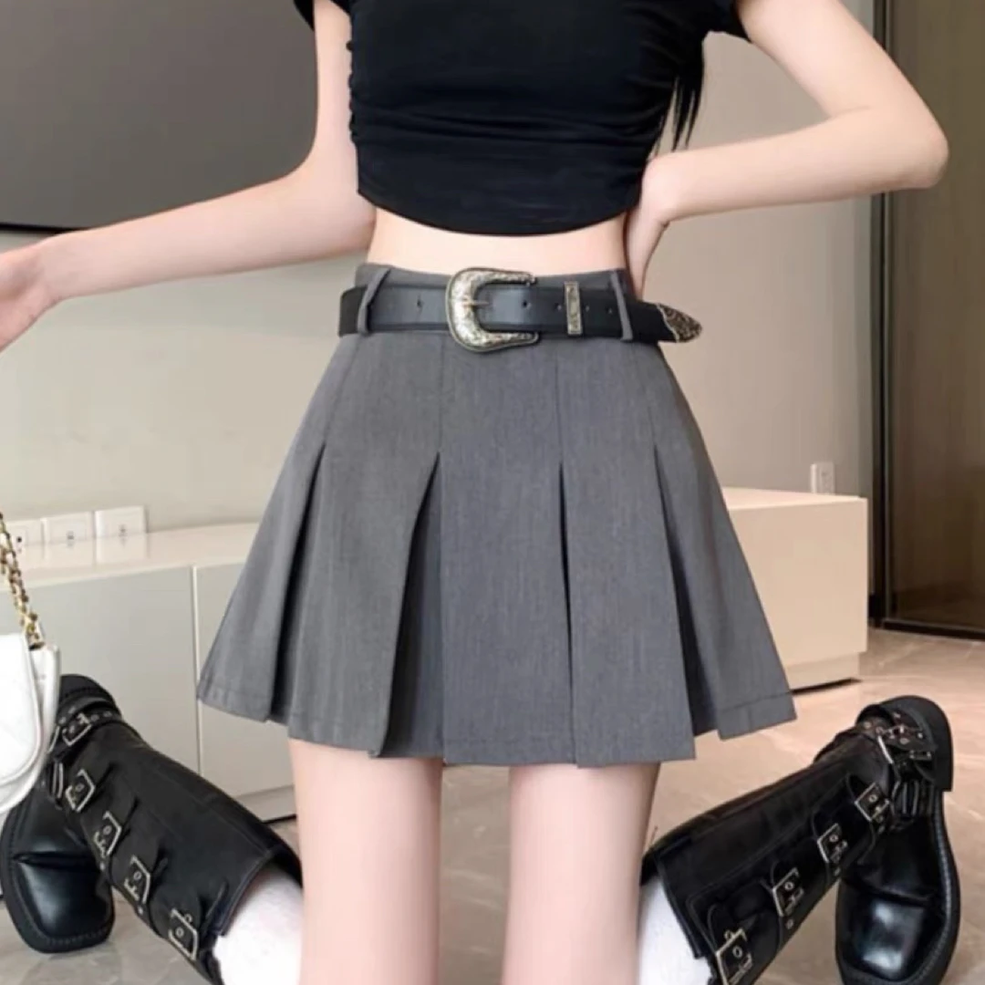 年高腰百褶西装裙显瘦半身裙防走光裙子#2661