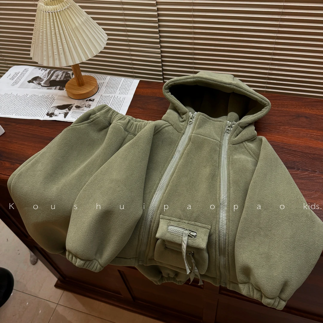 秋冬款奥粒绒一体绒男女宝中小童外套休闲保暖加厚
