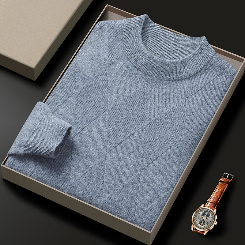 羊绒衫男冬季圆领套头加厚保暖纯色打底衫休闲时尚百搭羊绒针织衫