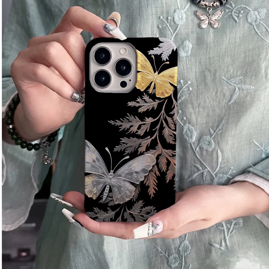 炫彩艺术蝴蝶适用苹果14promax手机壳iPhone13可爱15防摔11软壳12