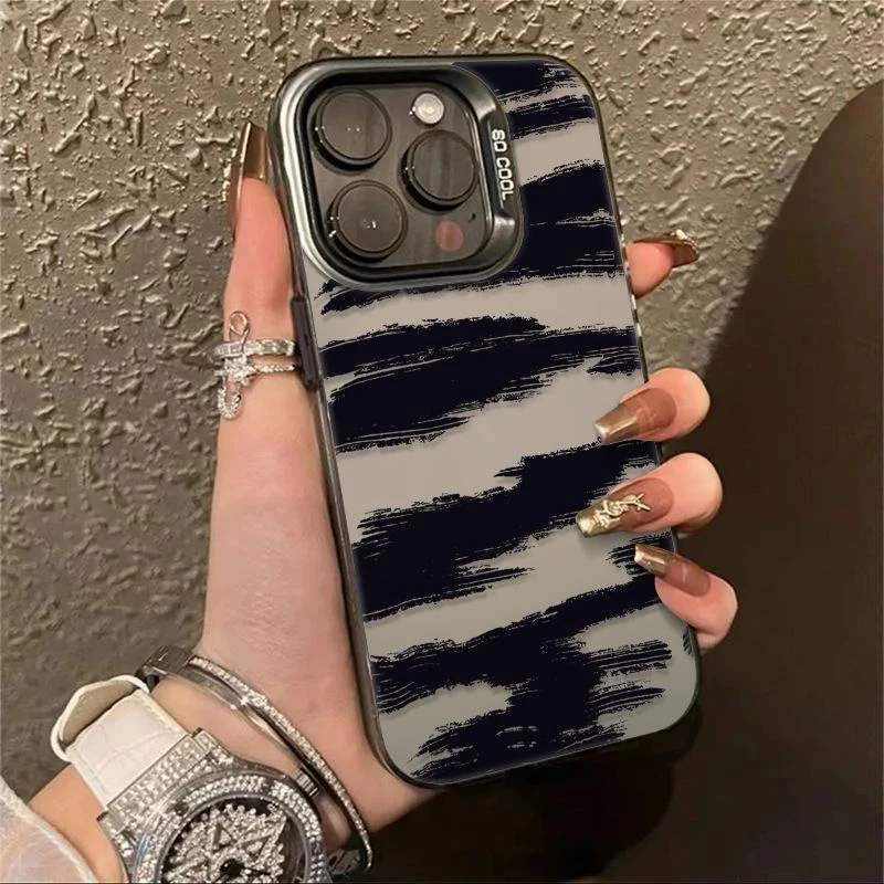 黑色条纹Y苹果14手机壳iPhone13防摔12简约11软壳xsmax元气壳x/xs