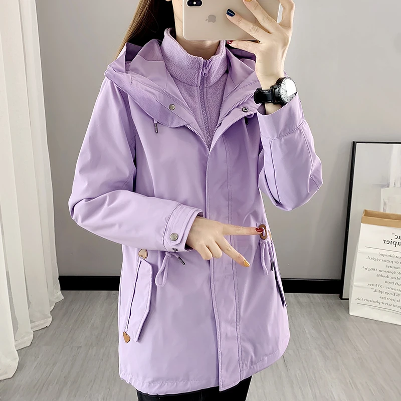 三合一冲锋衣防风防水两件套可拆卸冬季户外登山加绒加厚外套女