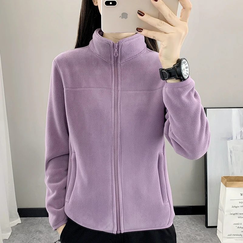 秋冬款女立领纯色双面绒半高领卫衣摇粒绒套头保暖休闲情侣打底衫