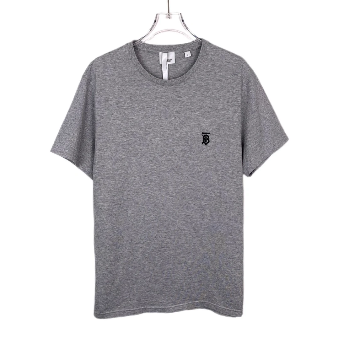 99新 BURBERRY/博柏利 000255 logo字母刺绣圆领灰色棉质T恤S码