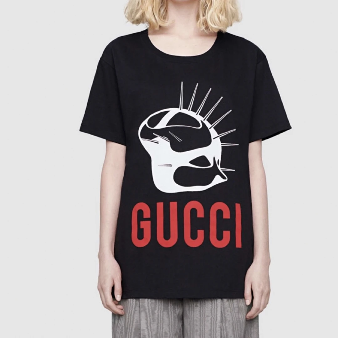 99新 GUCCI/古驰 000389 女士Logo图案印花圆领T恤 S码