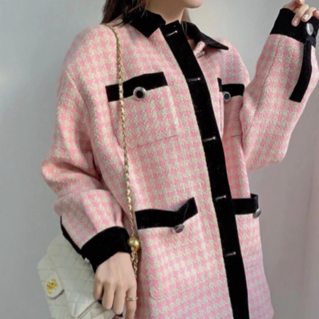 000929 MIUMIU 缪缪 千鸟格纹单排扣外套红色 40码 全新带吊牌
