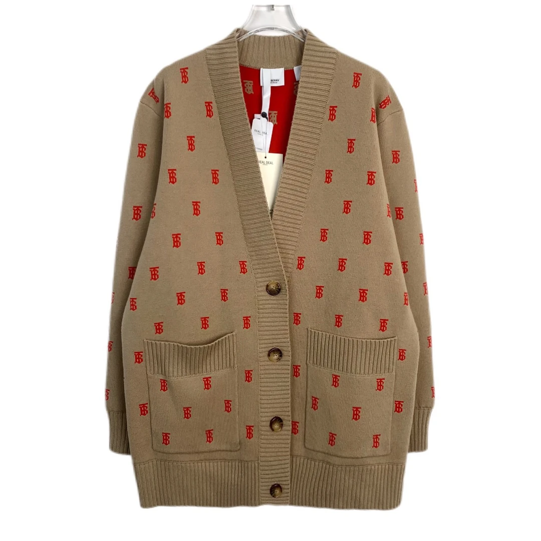 000320 Burberry Bbr 博柏利 TB标识嵌花V领针织开衫外套 M码99新