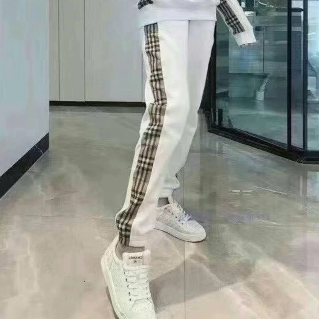 000276 Burberry bbr 博柏利 格纹拼接白色休闲裤卫裤 XS码98新