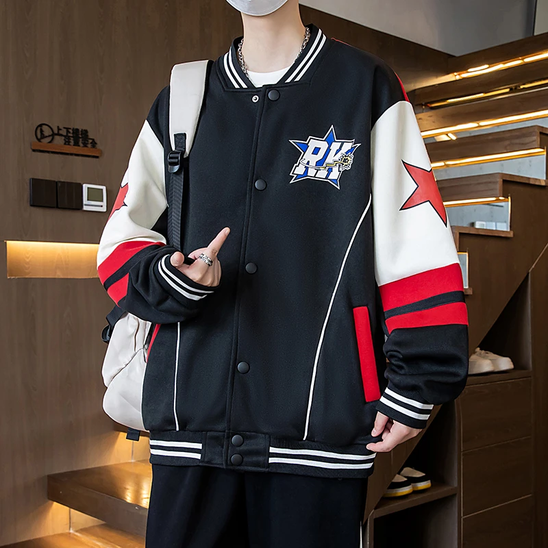 秋季棒球服个性潮流卫衣开衫男装青少年大男孩学生宽松上衣帅气